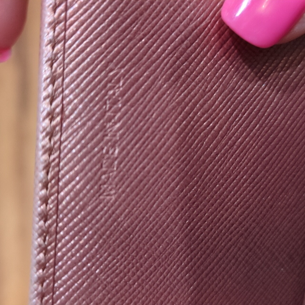 Prada Saffiano Metallic Leather Continental Rose gold Pink Double Snap Wallet - Picture 7 of 17